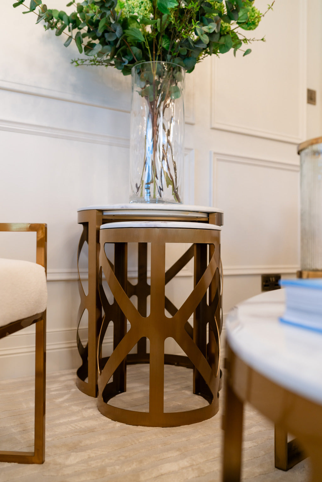 Gold, marble furniture, Artificial marble, gold stainless steel, side table, table, table set