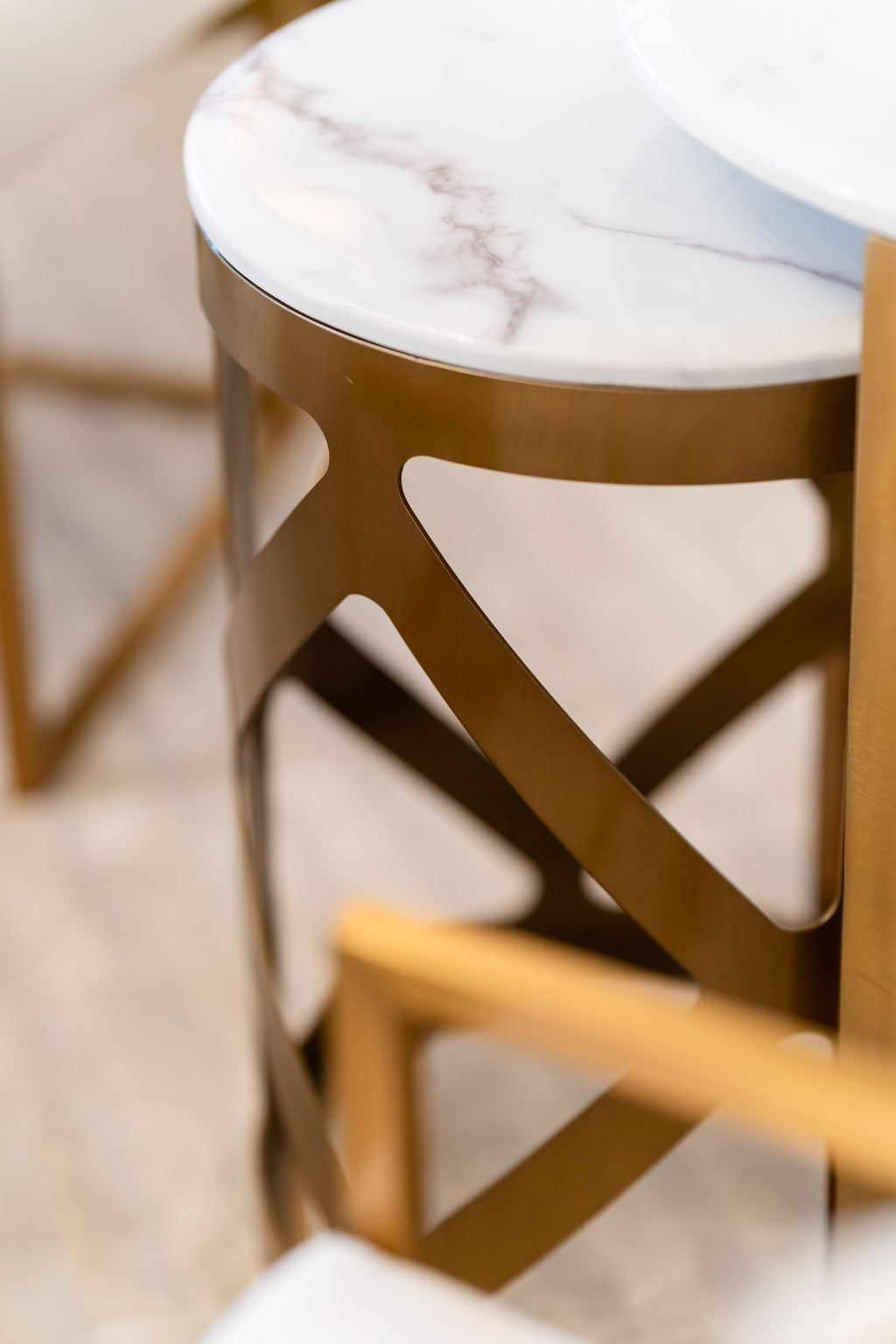 Gold and marble, marble furniture, table set