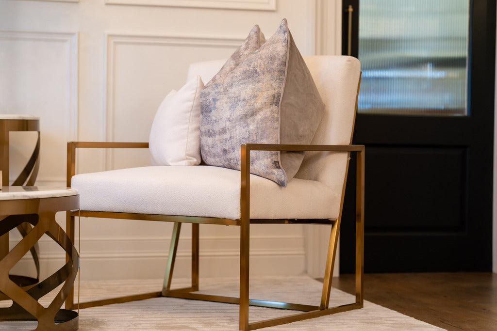 Furniture, Interiors, Gold chair, Gold furniture, Chair, Sofa chair, Gold sofa chair, Modern furniture, Fabric sofa chair