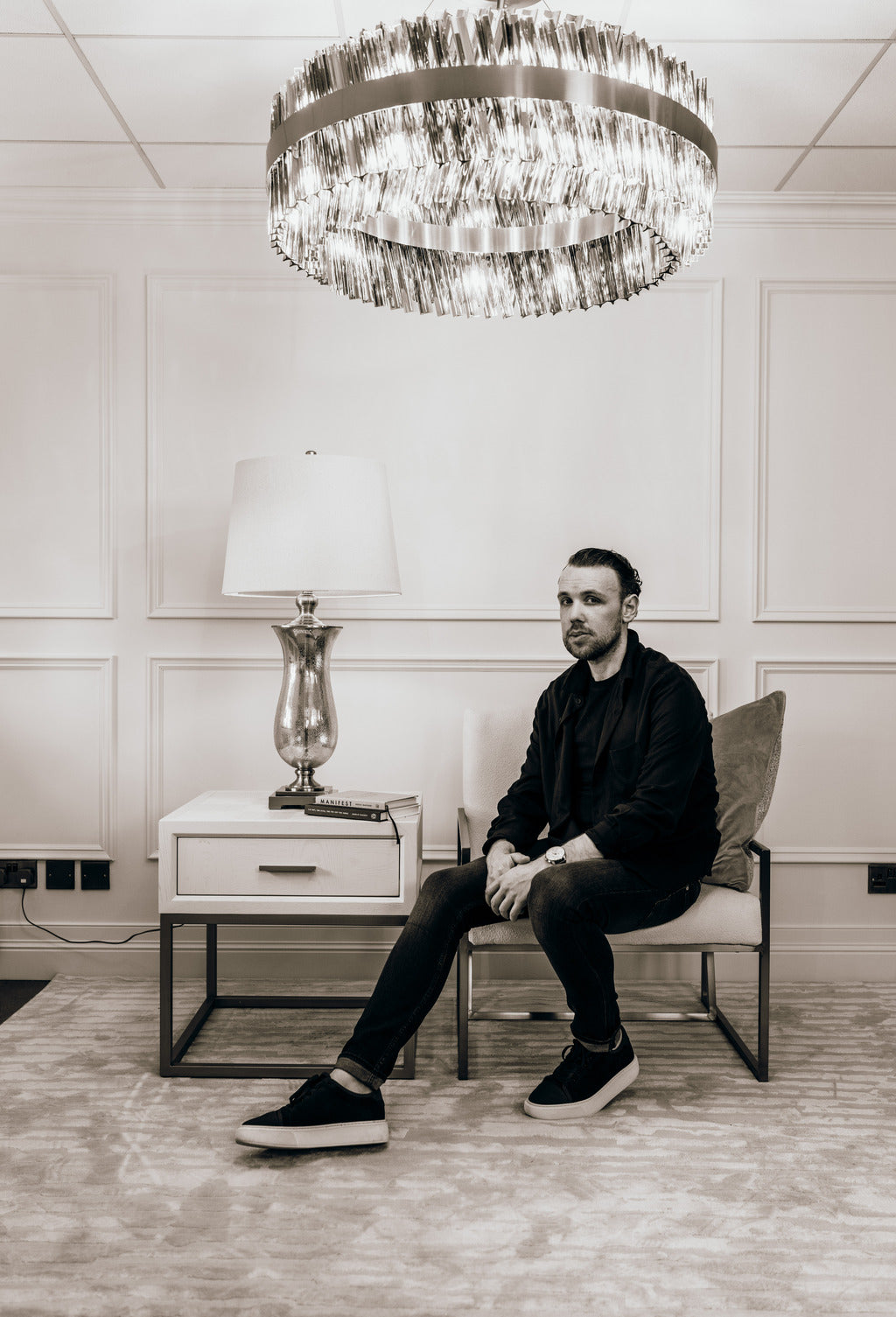 Black and white, black and white photography, interior showroom, candid