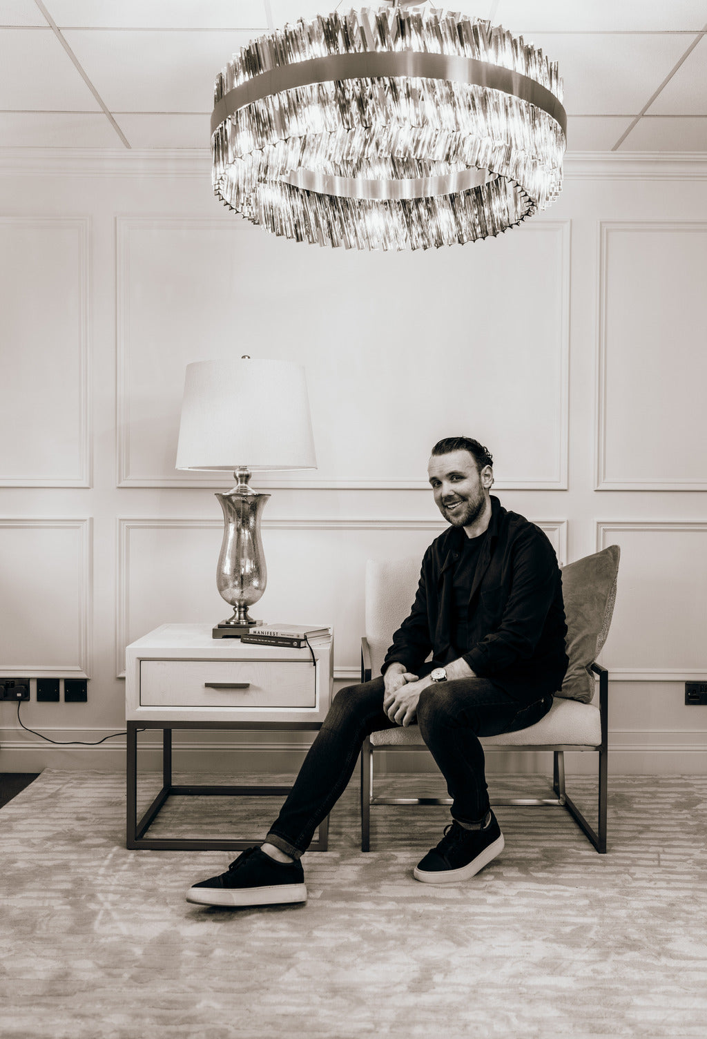 Black and white, black and white photography, interior showroom, candid