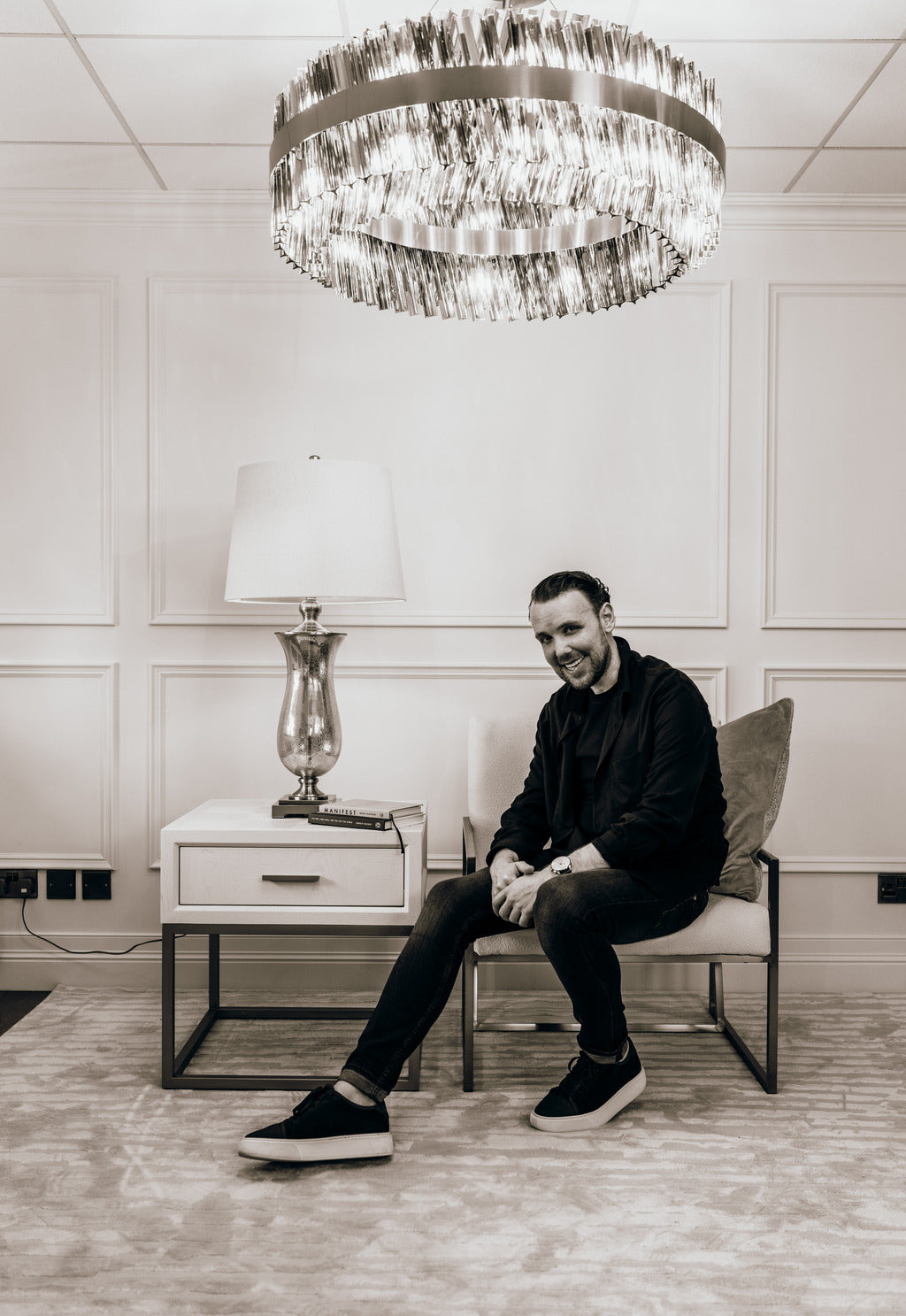 Black and white, black and white photography, interior showroom, candid
