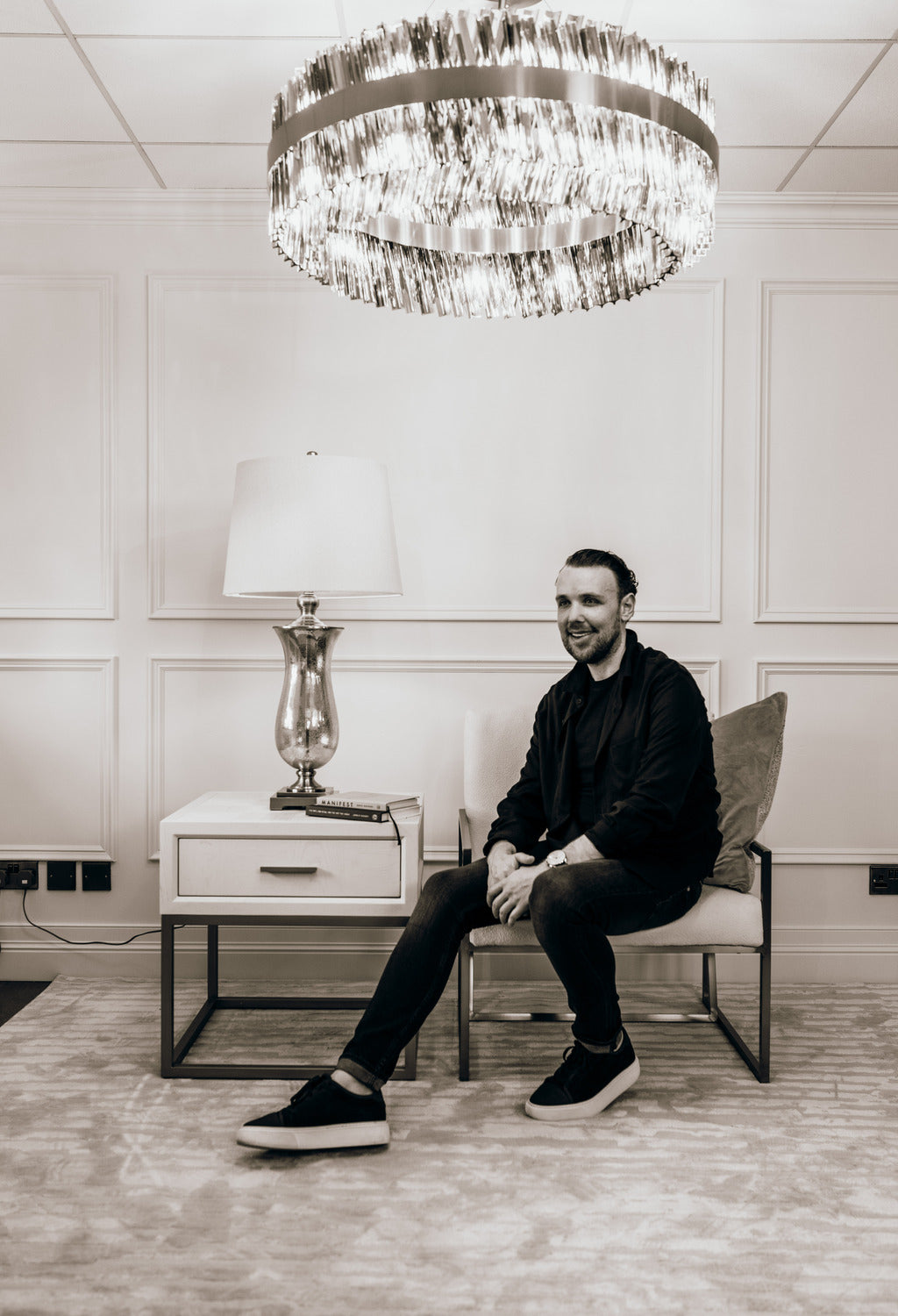 Black and white, black and white photography, interior showroom, candid