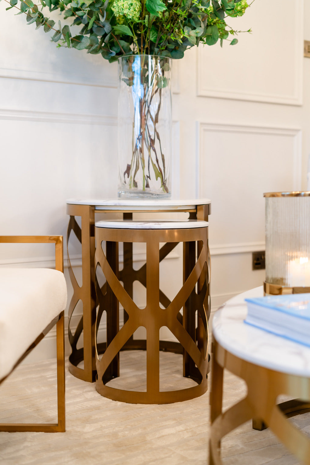 Gold, Marble and gold tables, Side table set