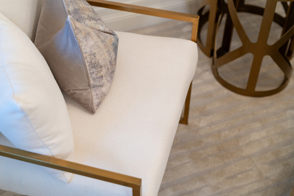 Furniture, Interiors, Gold chair, Gold furniture, Chair, Sofa chair, Gold sofa chair, Modern furniture, Fabric sofa chair, Home decor