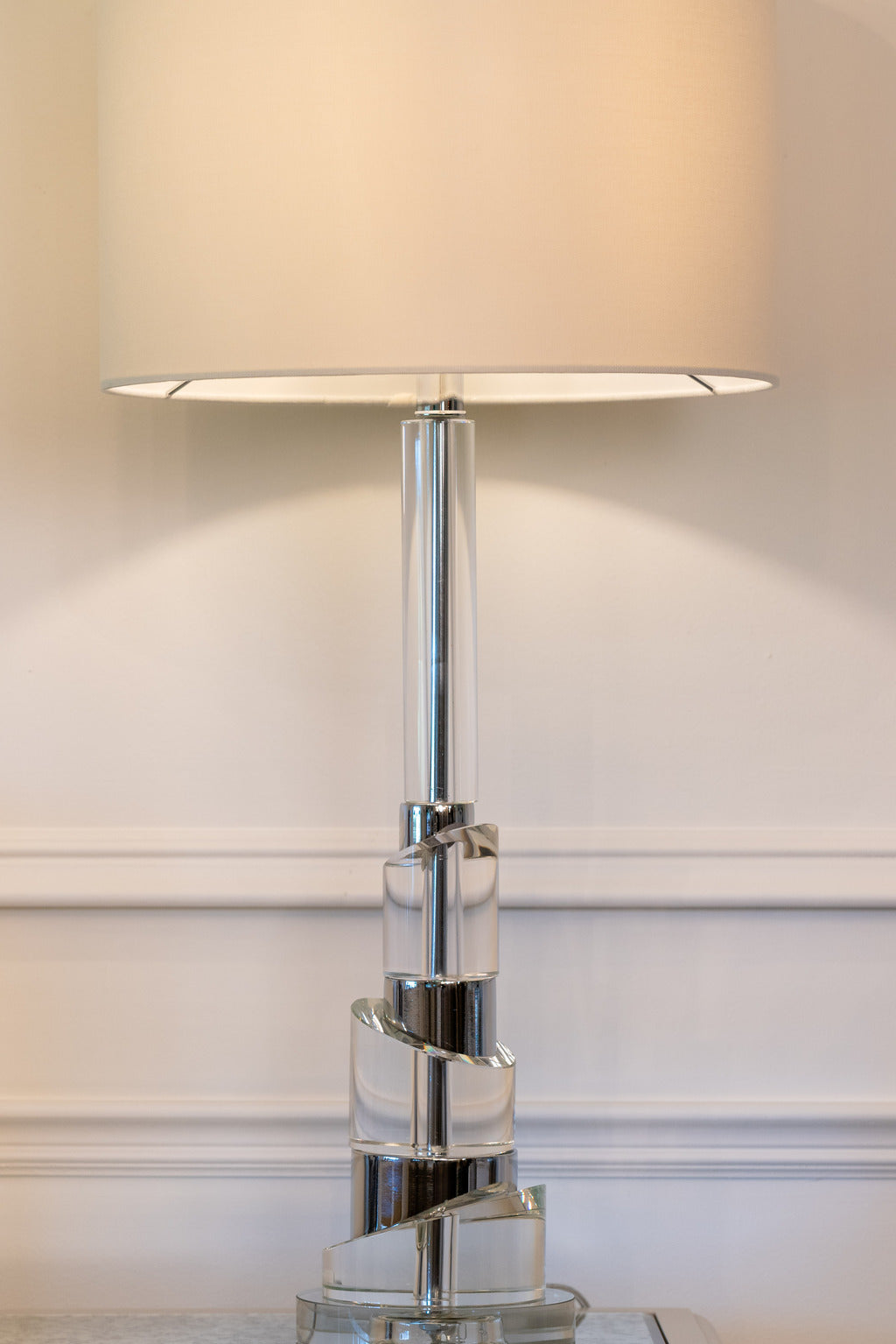 Silver lamps, Stainless silver, glass lamps, Silver and glass lamps, white lampshade, Lighting, Decor