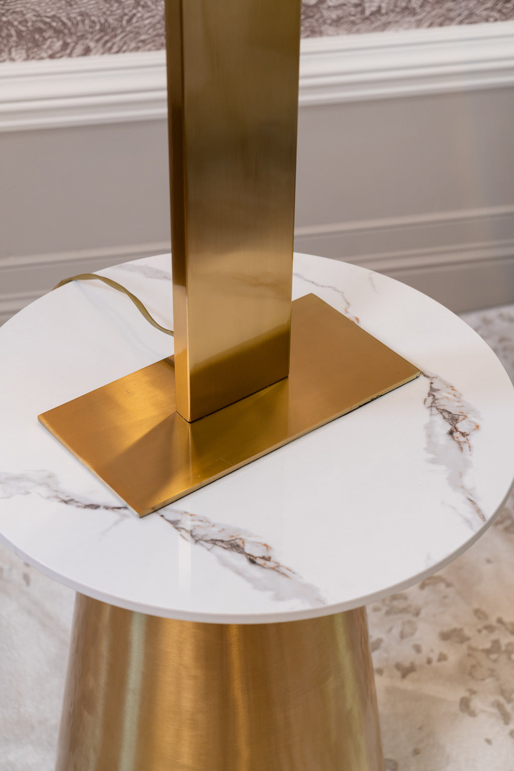 Large table lamp, gold lamp, pink lampshade, Lighting, Statement lamps