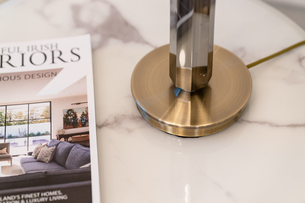 Gold lamp, marble effect, marble table, table lamp