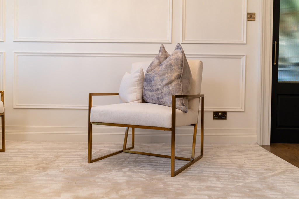 Furniture, Interiors, Gold chair, Gold furniture, Chair, Sofa chair, Gold sofa chair, Modern furniture, Fabric sofa chair, Home decor, Interior showroom
