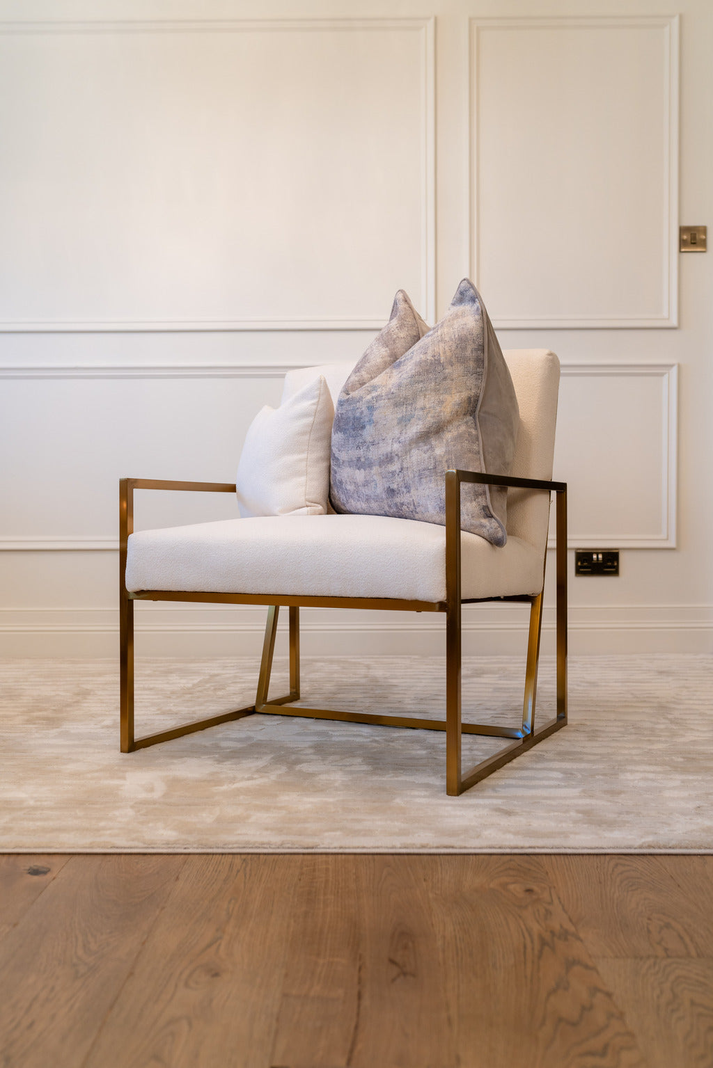 Furniture, Interiors, Gold chair, Gold furniture, Chair, Sofa chair, Gold sofa chair, Modern furniture, Fabric sofa chair, Home decor, Interior showroom