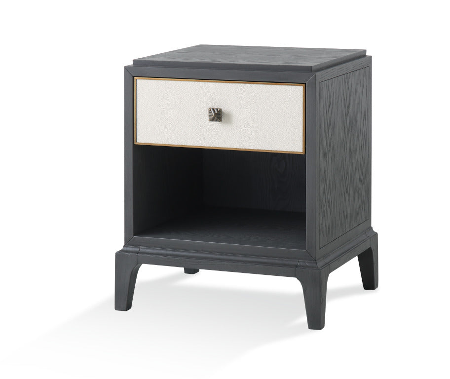 Grey bedside table, One drawer table, Bedside table, White drawer, White bedside table, Furniture, Bedroom furniture