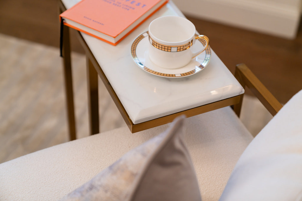 Gold tables, gold furniture, Artificial marble, Gold and marble furniture