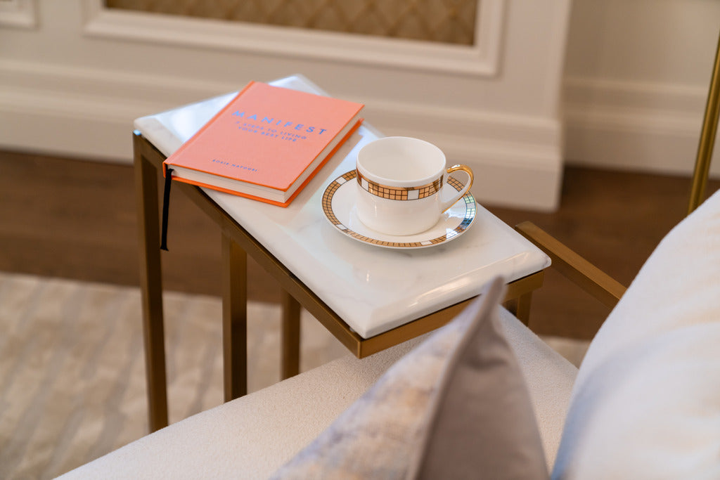 Gold tables, gold furniture, Artificial marble, Gold and marble furniture