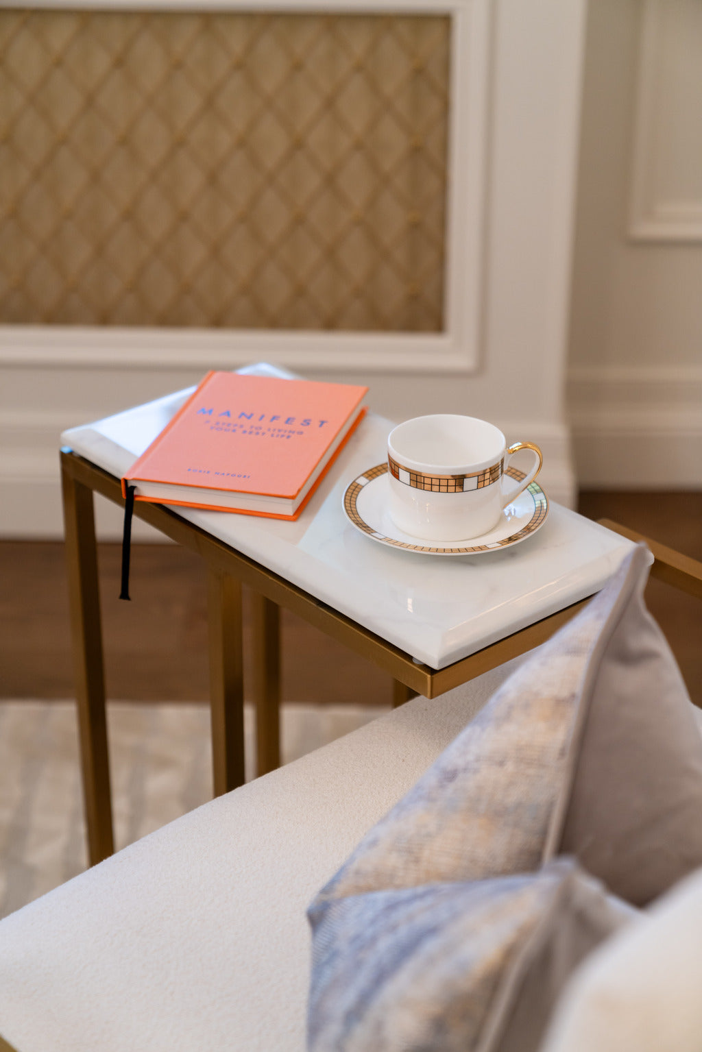 Gold tables, gold furniture, Artificial marble, Gold and Marble Furniture, Gold and white 