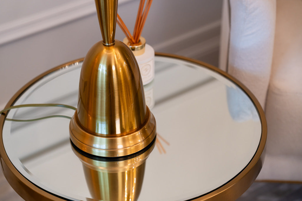 Mirrored table, Gold lamp, Gold, Gold furniture, lamps, Table lamp