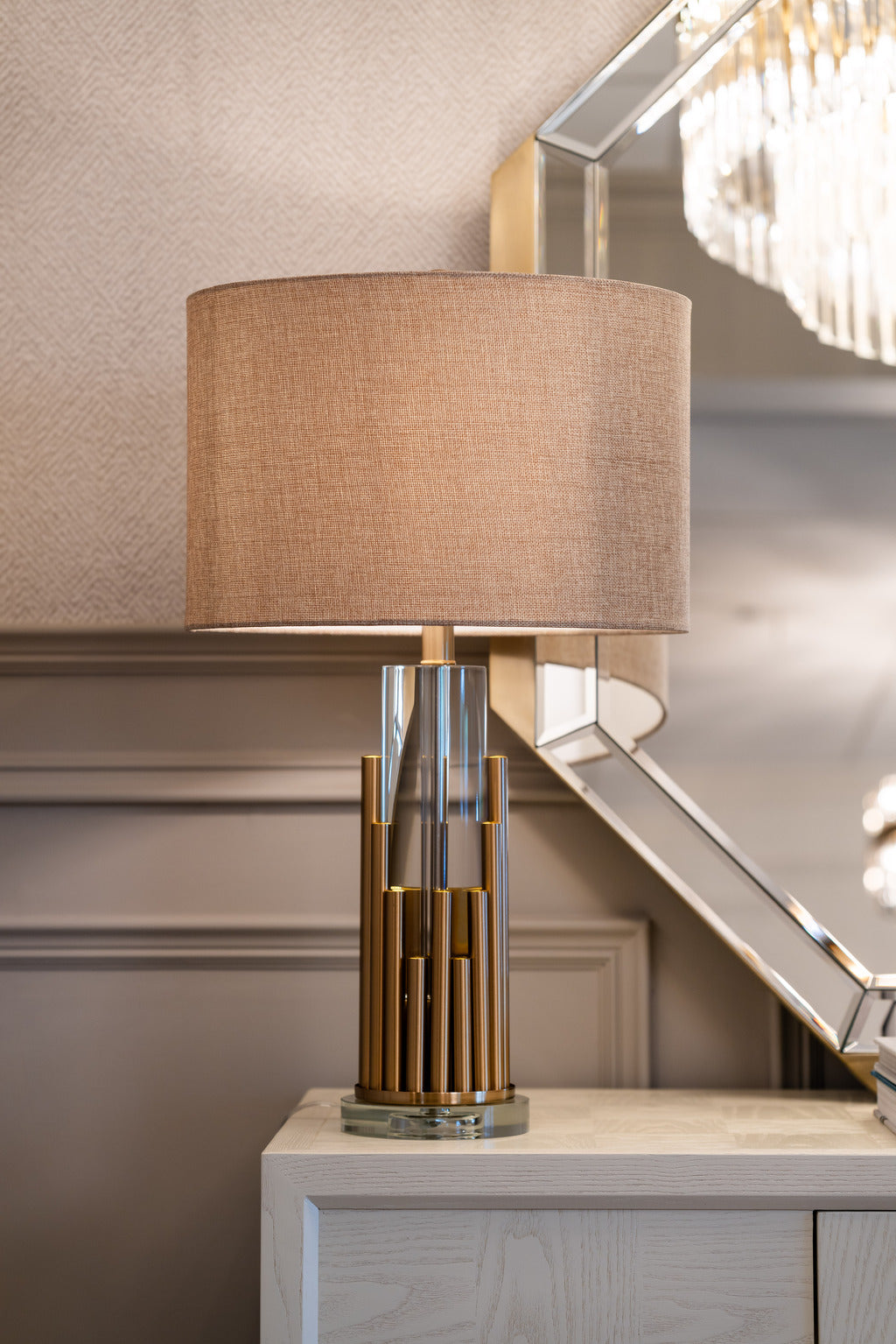 statement table lamp, statement lamp, neutral lamp, gold lamp, table lamp, lighting, furniture