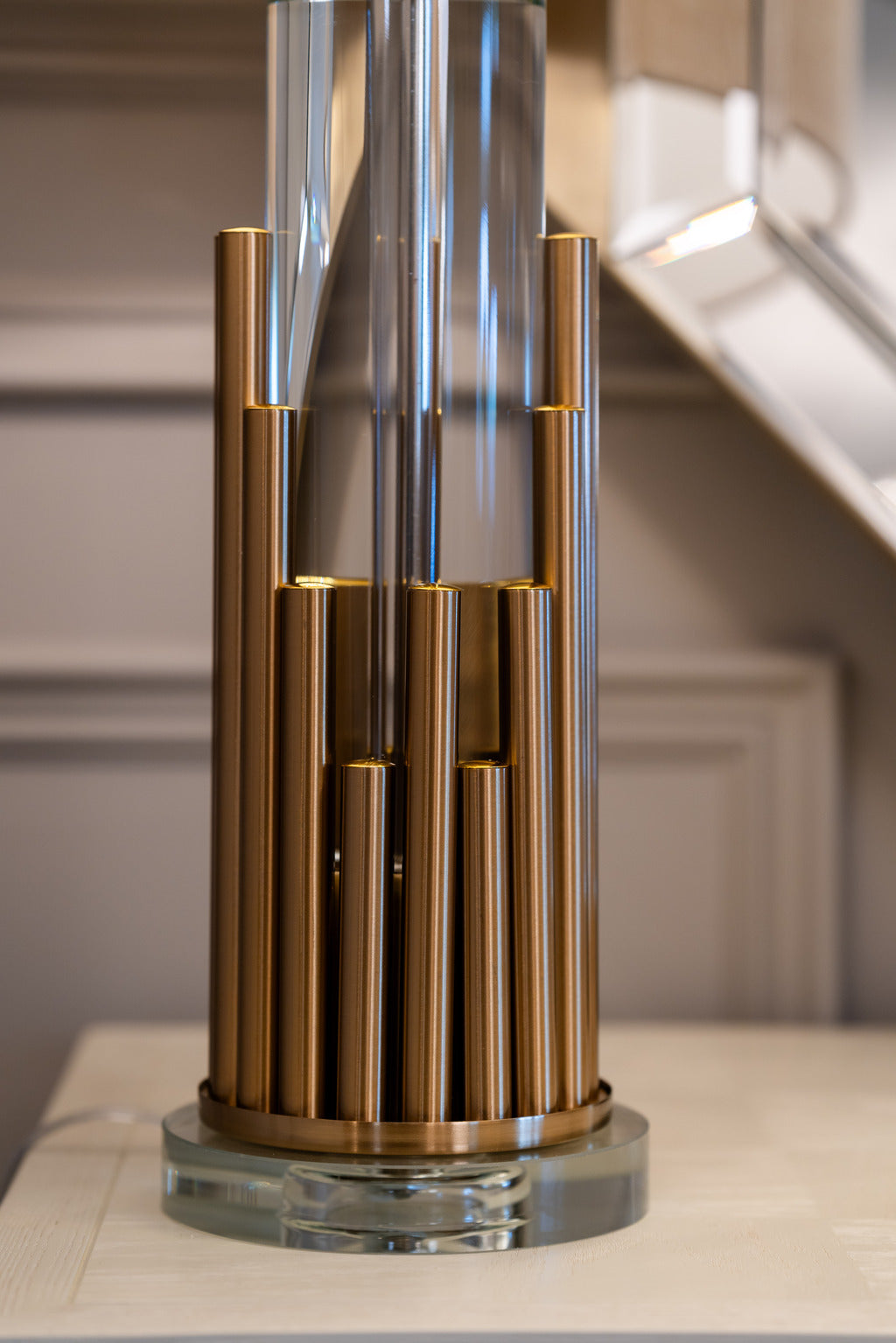 statement table lamp, statement lamp, neutral lamp, gold lamp, table lamp, lighting, furniture