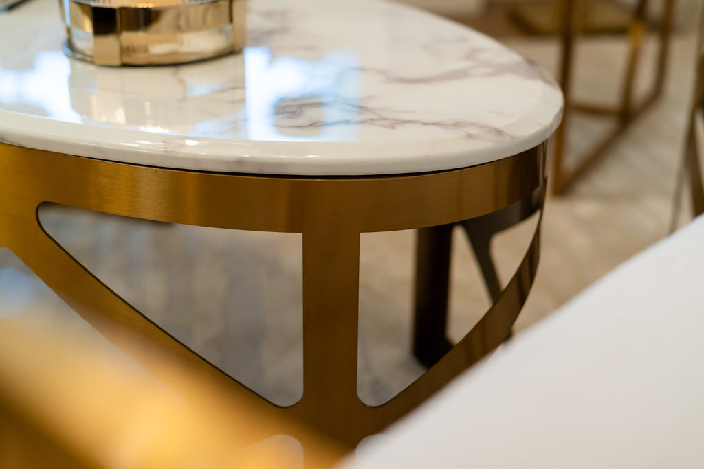 Furniture photography, interior showrooms, gold table, coffee table.