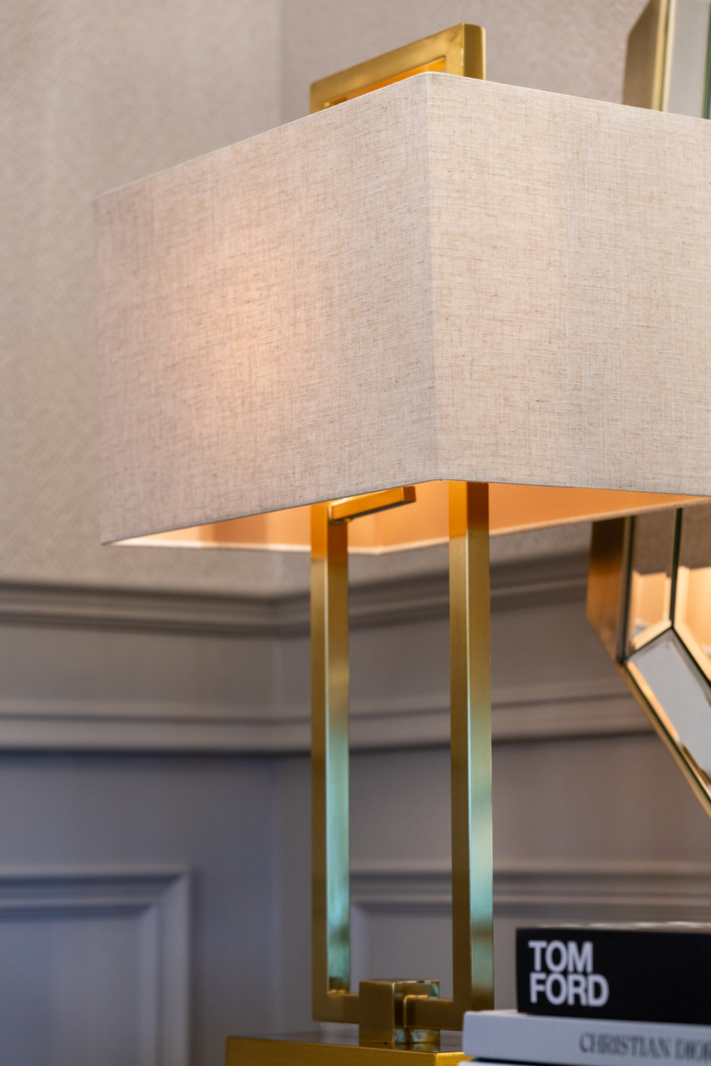 Gold lamp, lighting, pink lampshade, Table lamps, Statement lamps