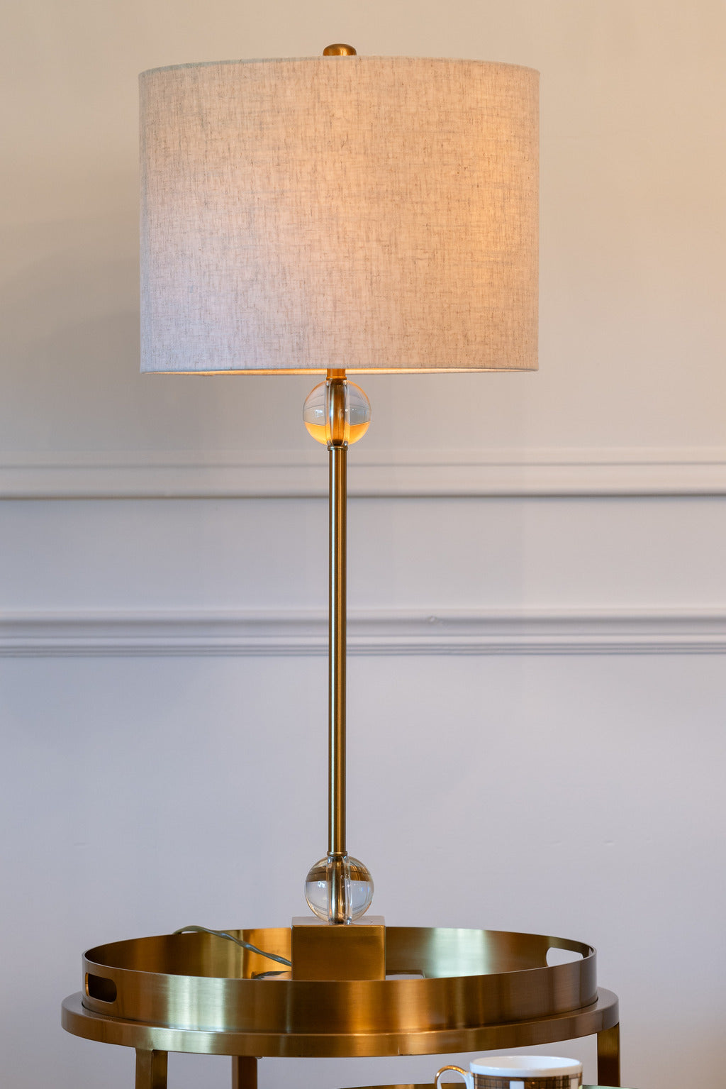 Gold stainless, temperred glass, glass tables, glass side tables, table lamp, crystal lamp