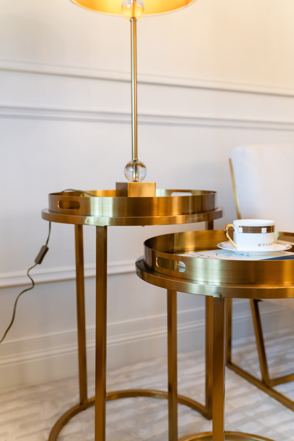 Table set, Gold, tempered glass table, Furniture