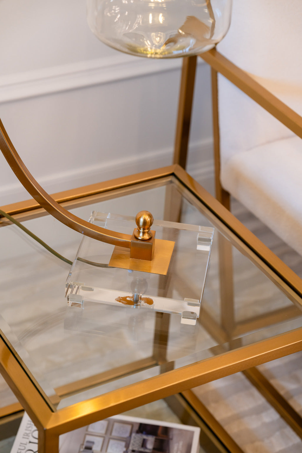 Gold table lamp, gold furniture, Bulb lamp, glass lamp, Table Lamps