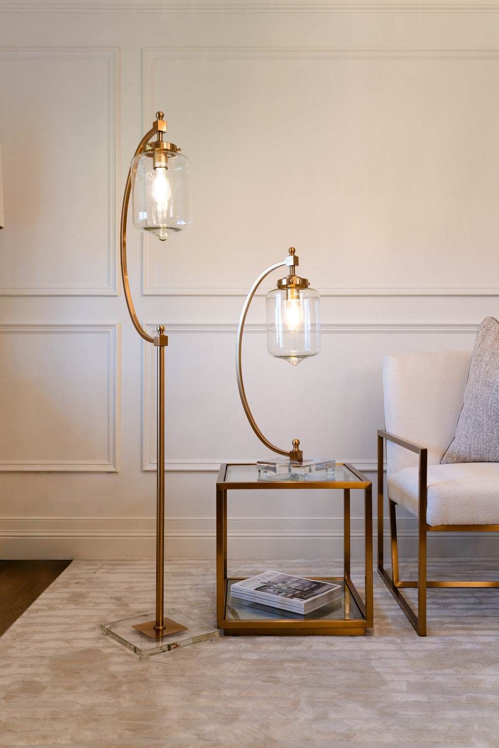 Gold table lamp, gold furniture, Bulb lamp, glass lamp, Table Lamps, Floor lamps