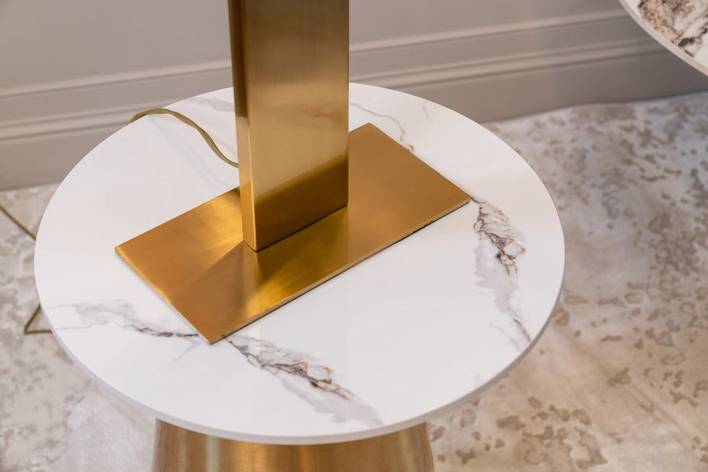 Gold lamp, Table lamp, Marble effect, Gold and White, Furniture, Lighting, Artificial marble