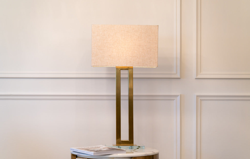 Gold lamps, lighting, pink lampshade, statement lamps