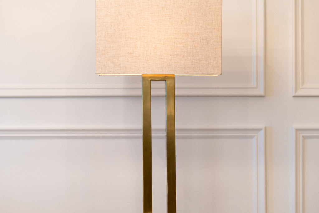 Gold lamps, lighting, pink lampshade, statement lamps