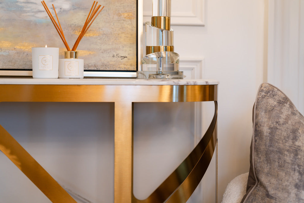 Gold and crystal lamp, artificial marble, Gold and Marble, furniture